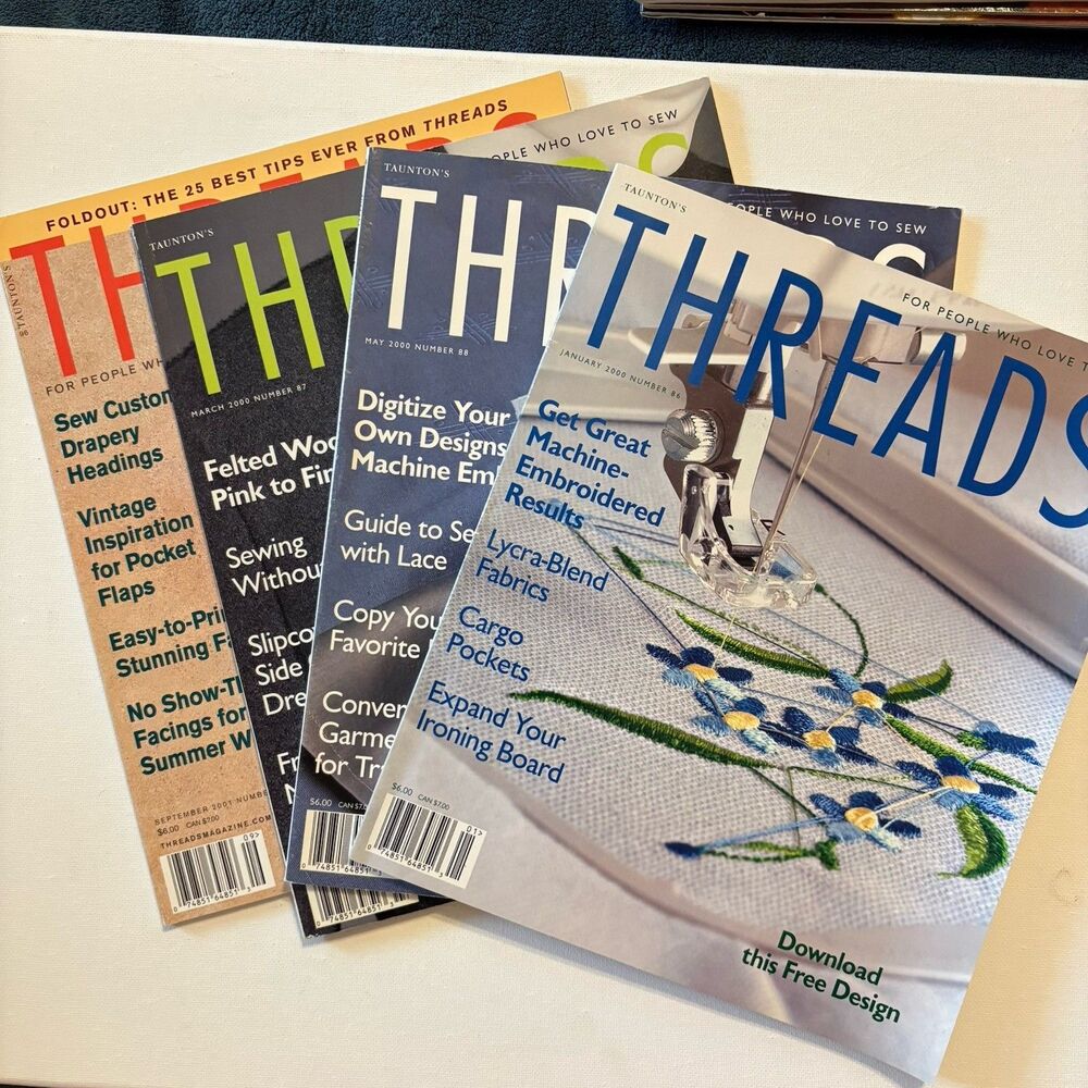 Threads Magazine 00/01 Sewing Machine Patterns Teachables Embroidery Upholstery